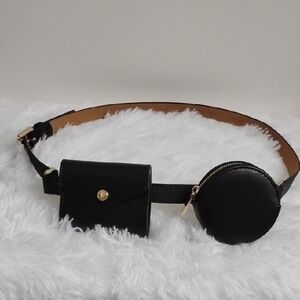 Michael Kors Leather Black Traveler Minimalist Waist Belt Wallet and Coin Pouch